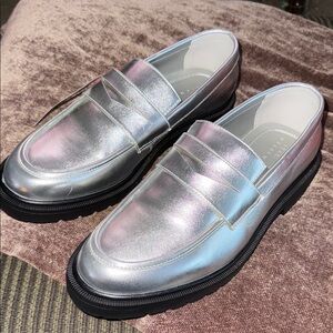 Mens size 11 silver chunky sole loafers
